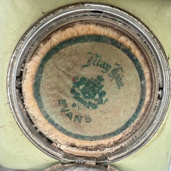 Evans antique Art Deco 1930s mint green black enamel rouge powder makeup compact - Picture 8 of 10